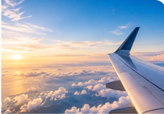 飛行機の翼と空
